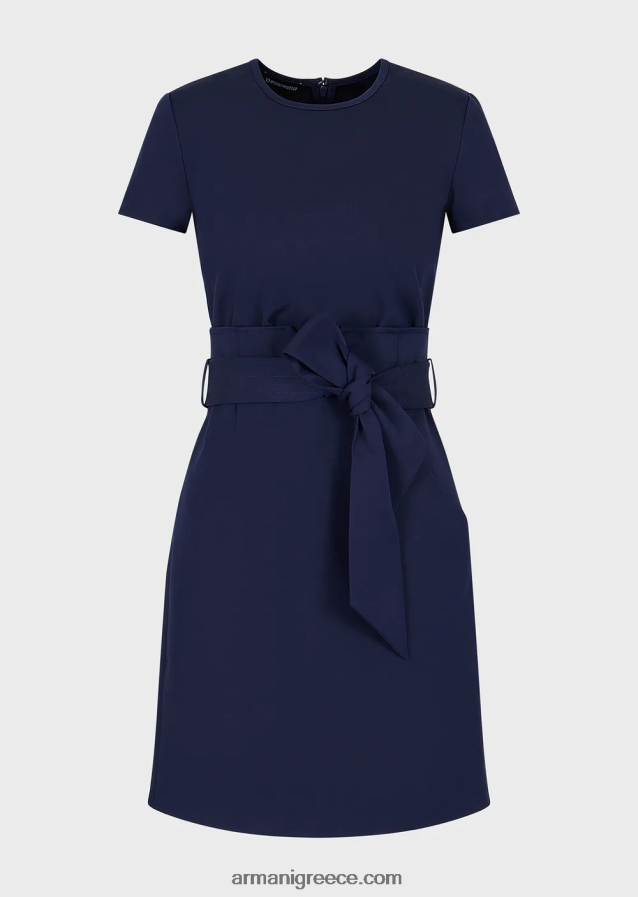 γυναίκες Armani Φόρεμα δύο κομματιών με εφέ από βαμβακερό στρετς 4046R667 ναυτικό μπλε