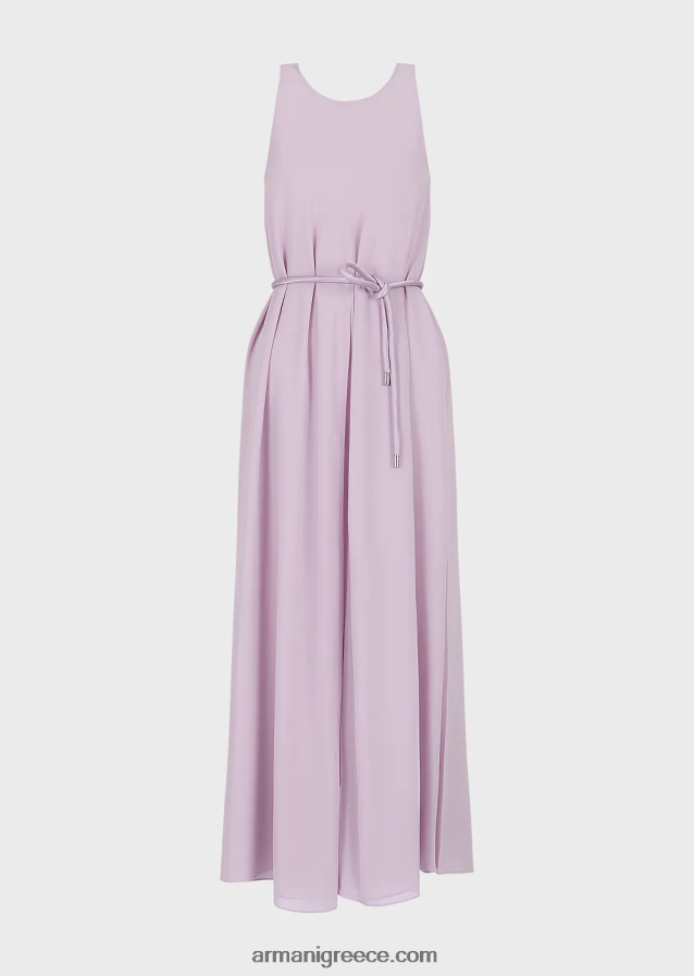 γυναίκες Armani Αμάνικο μακρύ φόρεμα κρεπόν με σκισίματα στο πλάι 4046R672 λιλα