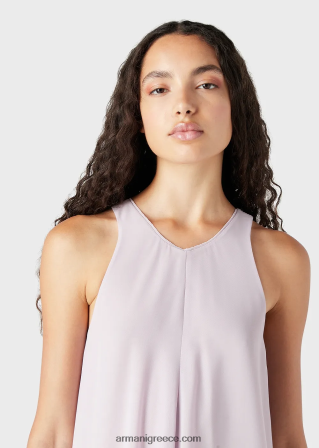 γυναίκες Armani Αμάνικο μακρύ φόρεμα κρεπόν με σκισίματα στο πλάι 4046R672 λιλα