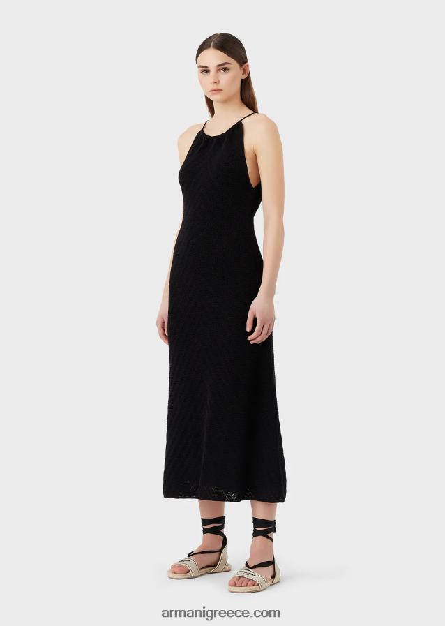 γυναίκες Armani Πλεκτό φόρεμα με μοτίβο σεβρόν 4046R674 μαύρος