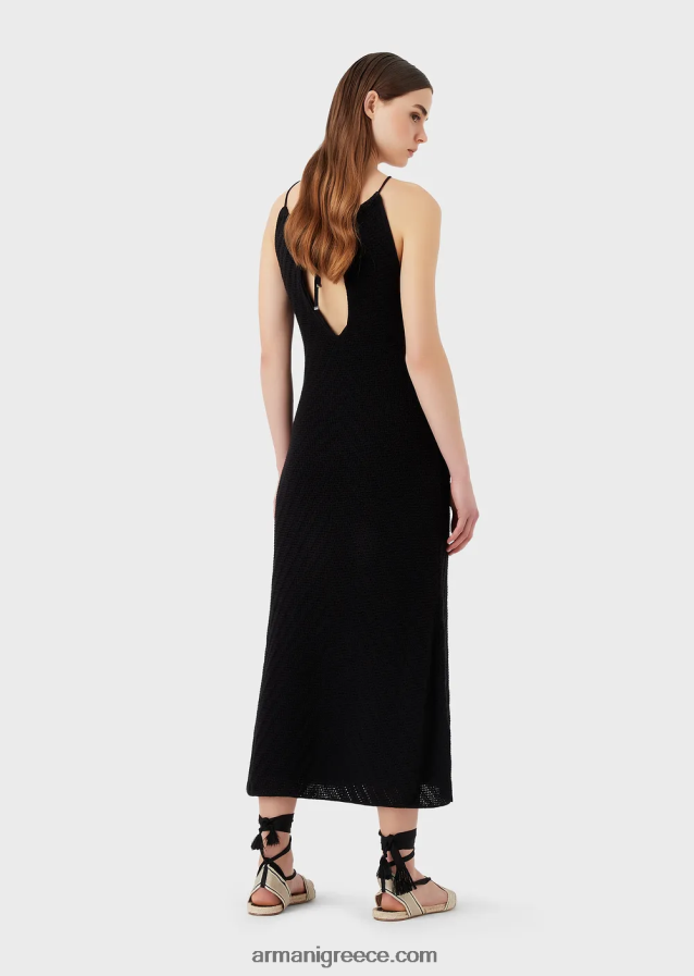 γυναίκες Armani Πλεκτό φόρεμα με μοτίβο σεβρόν 4046R674 μαύρος