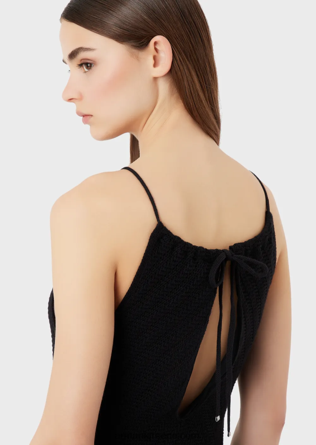 γυναίκες Armani Πλεκτό φόρεμα με μοτίβο σεβρόν 4046R674 μαύρος