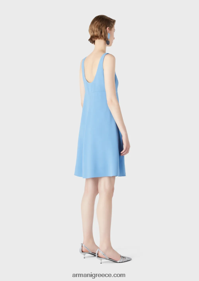 γυναίκες Armani αμάνικο, φαρδύ κρεπ φόρεμα 4046R683