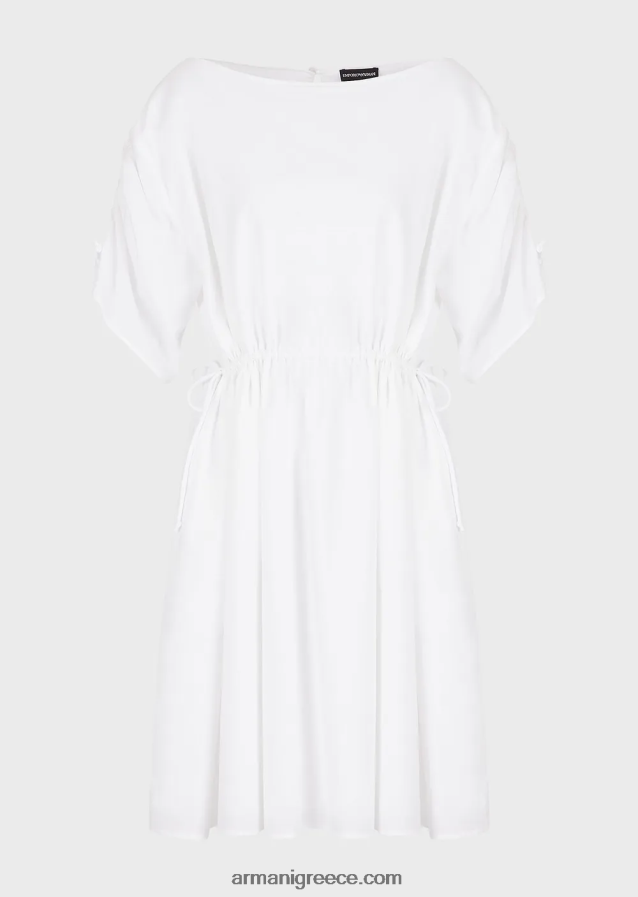 γυναίκες Armani Φόρεμα με λαιμόκοψη με κορδόνι 4046R691 άσπρο