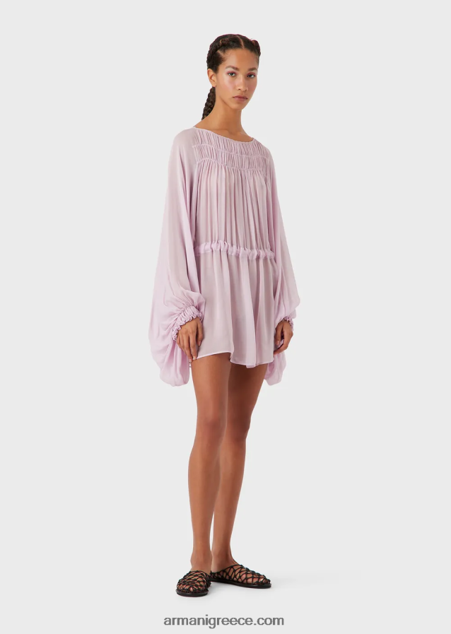 γυναίκες Armani Φόρεμα με οικολογικό βισκόζ ζορζέτ 4046R692 ροζ
