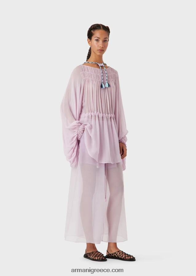 γυναίκες Armani Φόρεμα με οικολογικό βισκόζ ζορζέτ 4046R692 ροζ