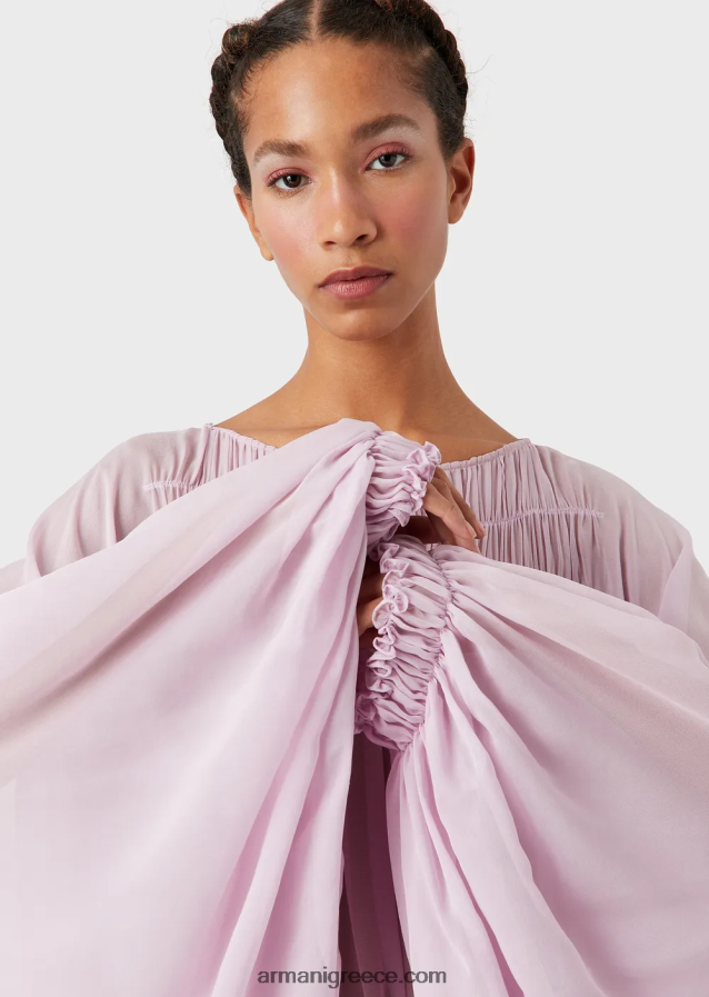 γυναίκες Armani Φόρεμα με οικολογικό βισκόζ ζορζέτ 4046R692 ροζ