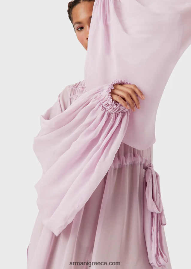 γυναίκες Armani Φόρεμα με οικολογικό βισκόζ ζορζέτ 4046R692 ροζ