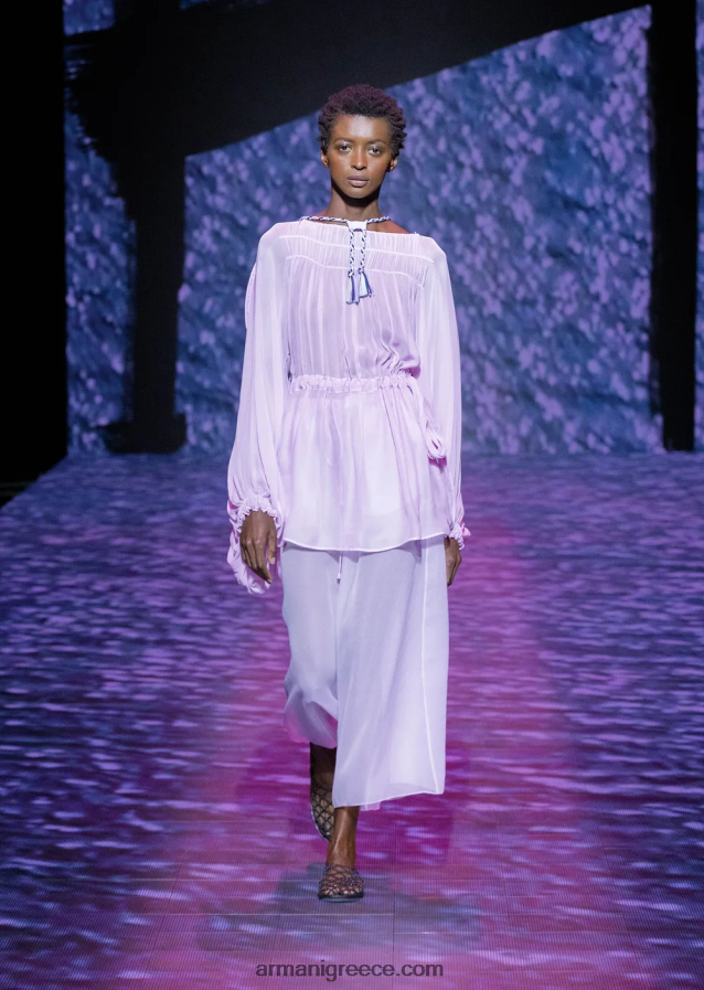 γυναίκες Armani Φόρεμα με οικολογικό βισκόζ ζορζέτ 4046R692 ροζ