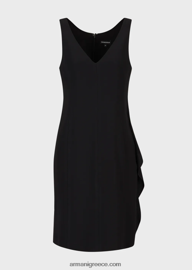 γυναίκες Armani Φόρεμα με θήκη με λαιμόκοψη με μεγάλο βολάν 4046R695 μαύρος