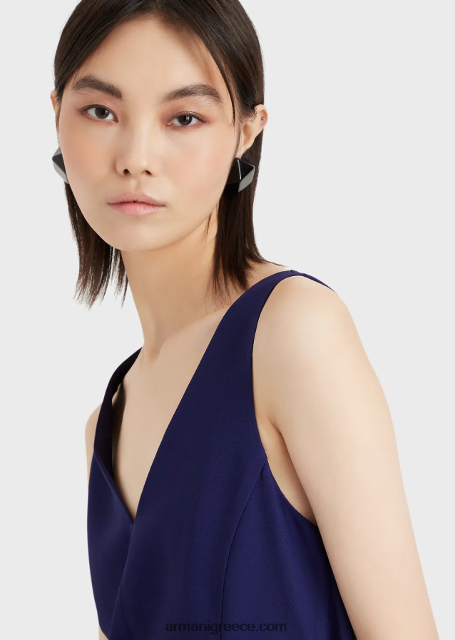 γυναίκες Armani Φόρεμα με θήκη με λαιμόκοψη με μεγάλο βολάν 4046R696 μωβ