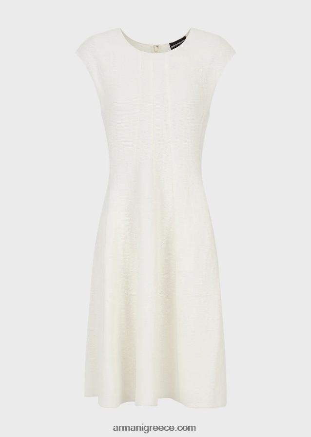 γυναίκες Armani Φόρεμα με οθωμανικό αποτέλεσμα barre jersey 4046R6109 άσπρο