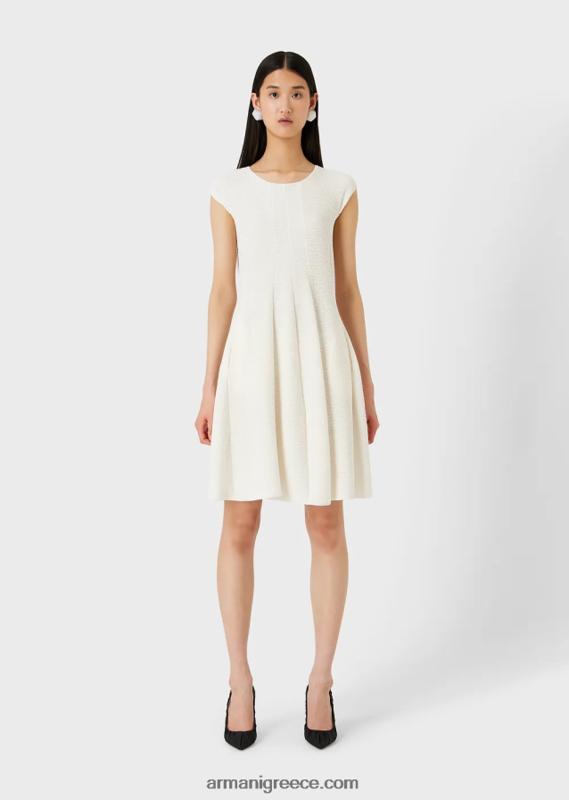 γυναίκες Armani Φόρεμα με οθωμανικό αποτέλεσμα barre jersey 4046R6109 άσπρο