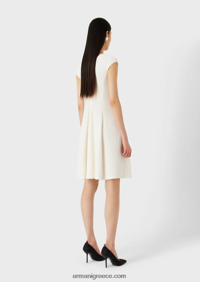 γυναίκες Armani Φόρεμα με οθωμανικό αποτέλεσμα barre jersey 4046R6109 άσπρο