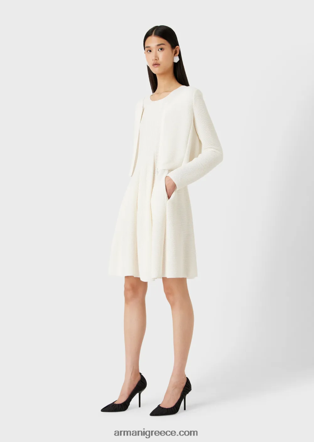 γυναίκες Armani Φόρεμα με οθωμανικό αποτέλεσμα barre jersey 4046R6109 άσπρο