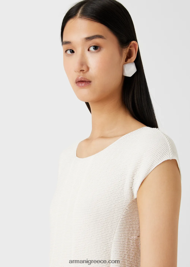 γυναίκες Armani Φόρεμα με οθωμανικό αποτέλεσμα barre jersey 4046R6109 άσπρο