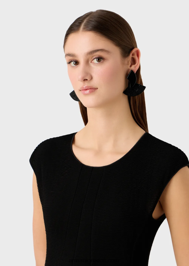 γυναίκες Armani Φόρεμα με οθωμανικό αποτέλεσμα barre jersey 4046R6110 μαύρος