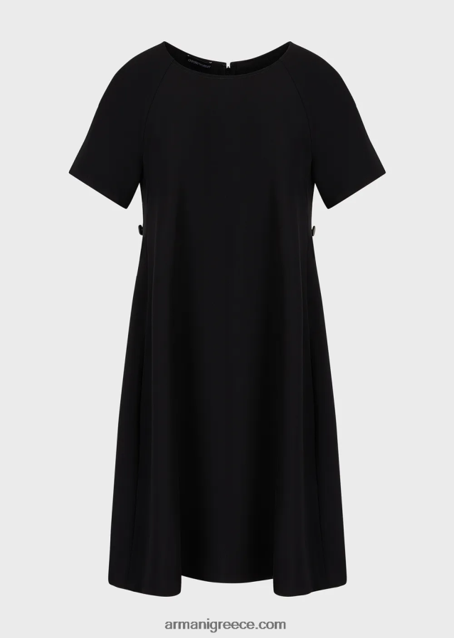 γυναίκες Armani φουσκωτό φόρεμα σε τεχνική cady με κουμπιά 4046R682 μαύρος