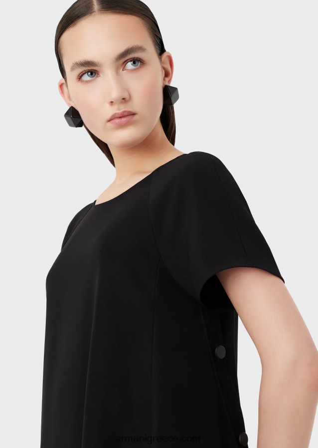 γυναίκες Armani φουσκωτό φόρεμα σε τεχνική cady με κουμπιά 4046R682 μαύρος