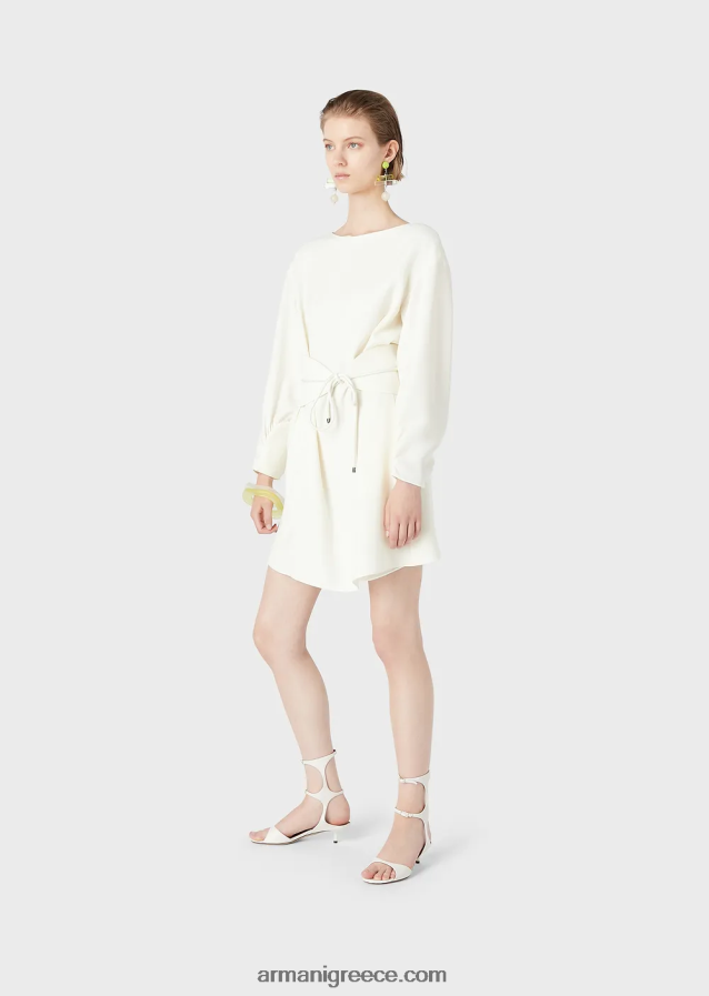 γυναίκες Armani τουνίκ φόρεμα σε τεχνική cady με φύλλο 4046R685 άσπρο