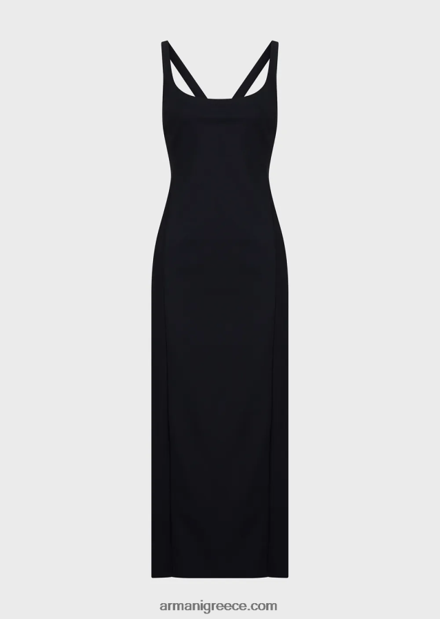 γυναίκες Armani Ευαίσθητο φόρεμα από ζέρσεϊ με θήκη με crossover πλάτη 4046R6122 μαύρος