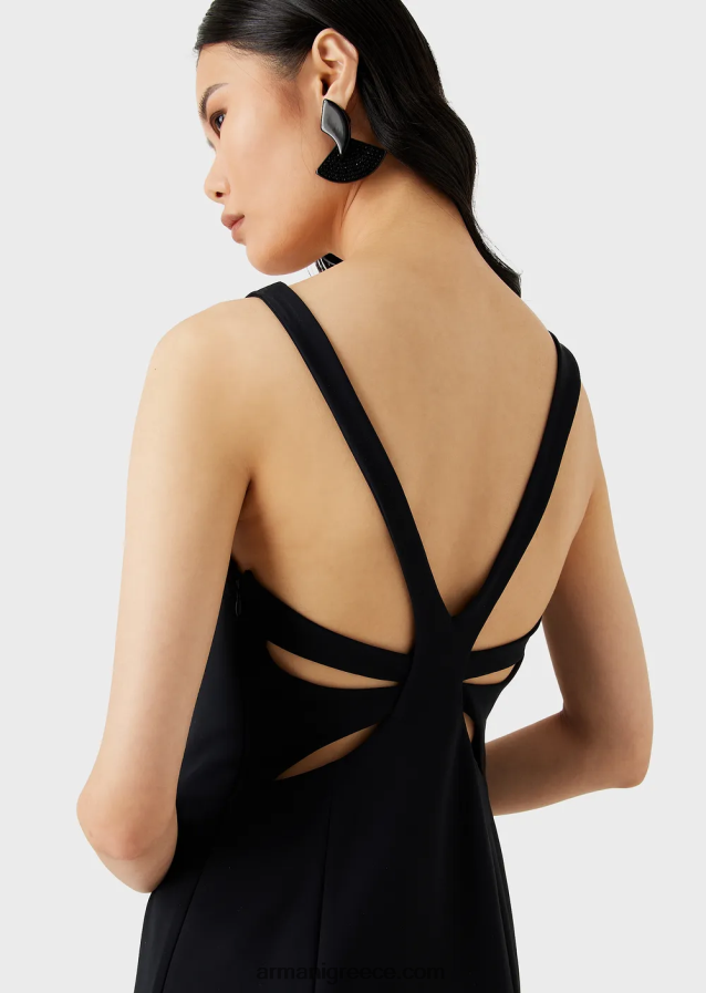 γυναίκες Armani Ευαίσθητο φόρεμα από ζέρσεϊ με θήκη με crossover πλάτη 4046R6122 μαύρος