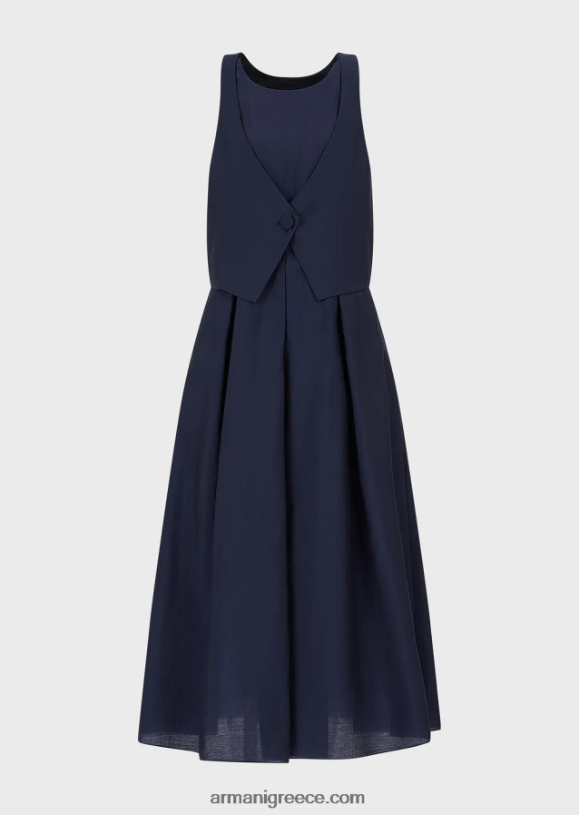 γυναίκες Armani Φόρεμα δύο κομματιών σε εφέ τεχνικής μουσελίνας με πιέτες godet 4046R675
