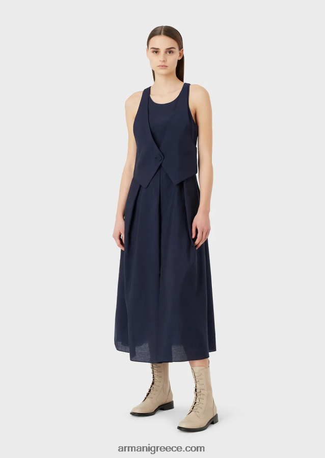 γυναίκες Armani Φόρεμα δύο κομματιών σε εφέ τεχνικής μουσελίνας με πιέτες godet 4046R675