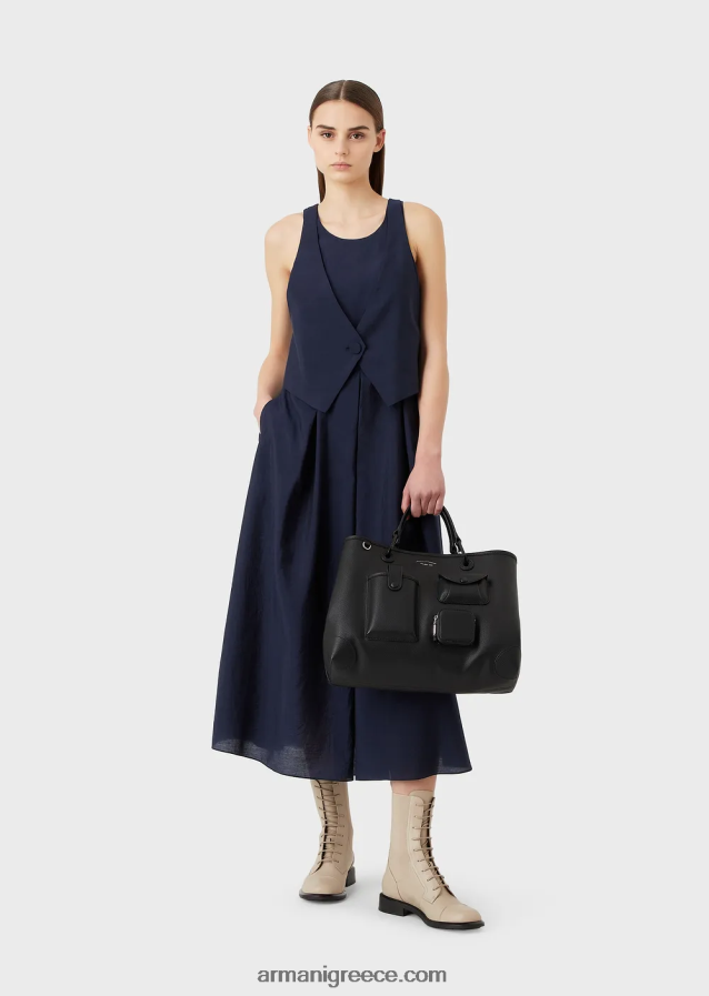 γυναίκες Armani Φόρεμα δύο κομματιών σε εφέ τεχνικής μουσελίνας με πιέτες godet 4046R675