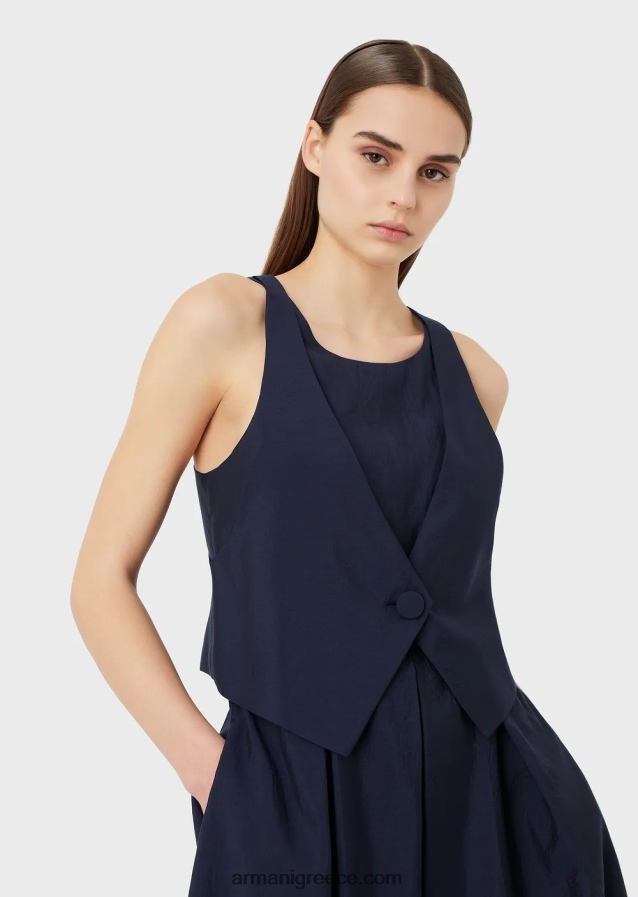 γυναίκες Armani Φόρεμα δύο κομματιών σε εφέ τεχνικής μουσελίνας με πιέτες godet 4046R675