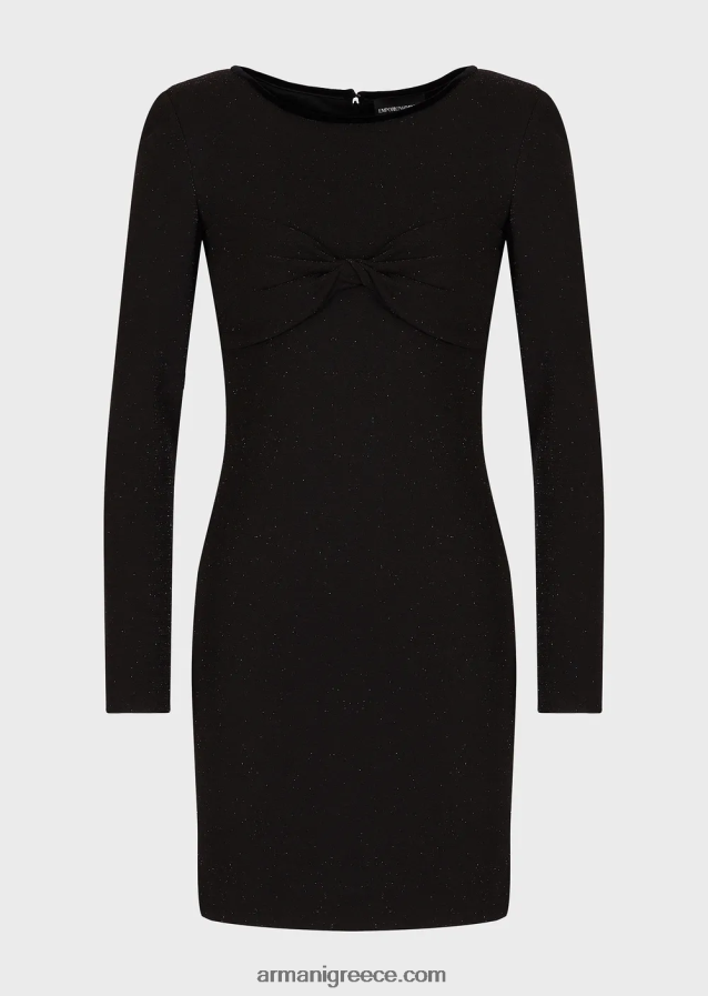 γυναίκες Armani φόρεμα με θήκη με λεπτομέρεια φιόγκο lurex 4046R6117 μαύρος