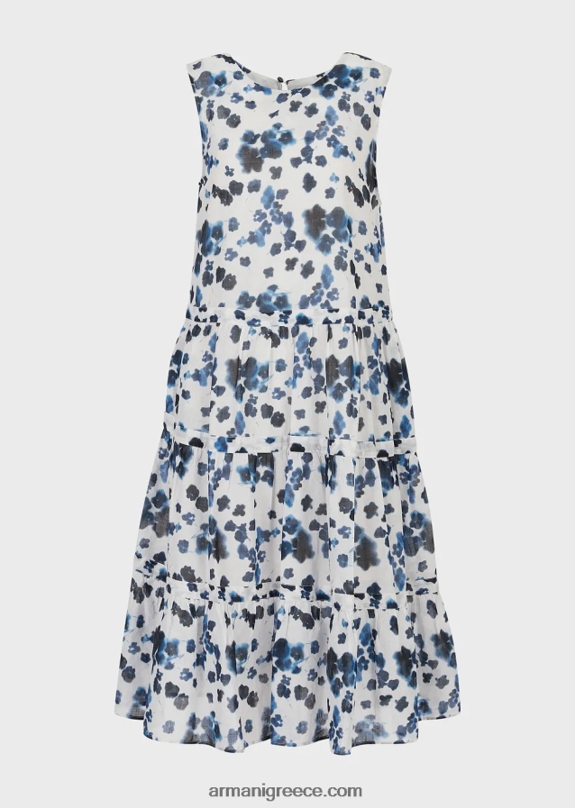 γυναίκες Armani Φόρεμα με λουλουδάτο φόρεμα από τη συλλογή mare capsule σε floral μουσελίνα με μπατίκ 4046R684 πρότυπο