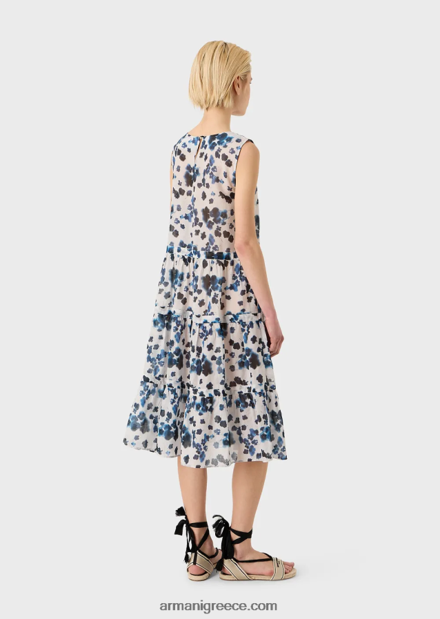 γυναίκες Armani Φόρεμα με λουλουδάτο φόρεμα από τη συλλογή mare capsule σε floral μουσελίνα με μπατίκ 4046R684 πρότυπο