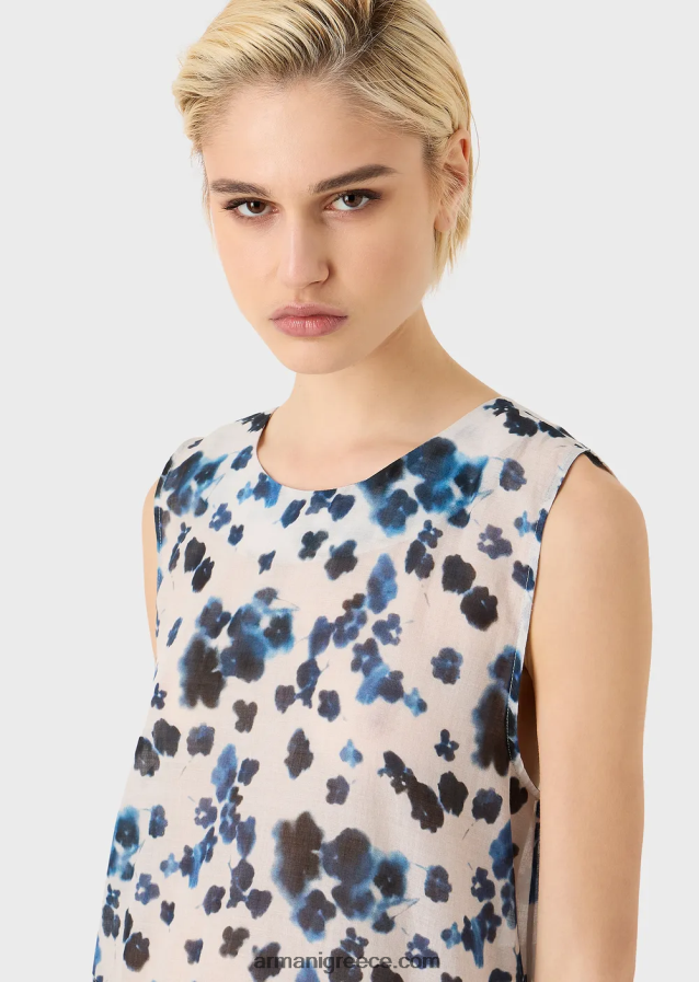 γυναίκες Armani Φόρεμα με λουλουδάτο φόρεμα από τη συλλογή mare capsule σε floral μουσελίνα με μπατίκ 4046R684 πρότυπο