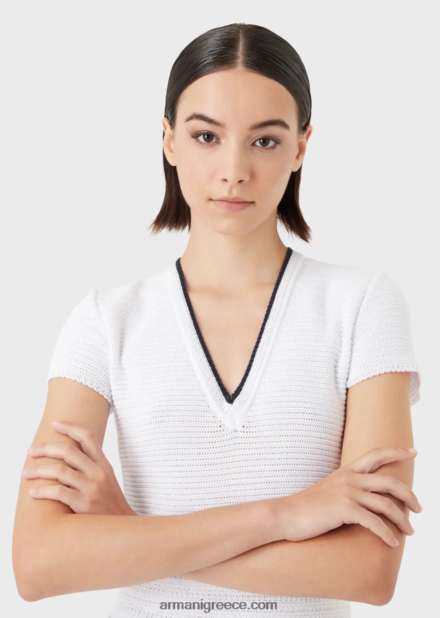 γυναίκες Armani Φόρεμα πλεκτό με βελονιά milano 4046R699 άσπρο