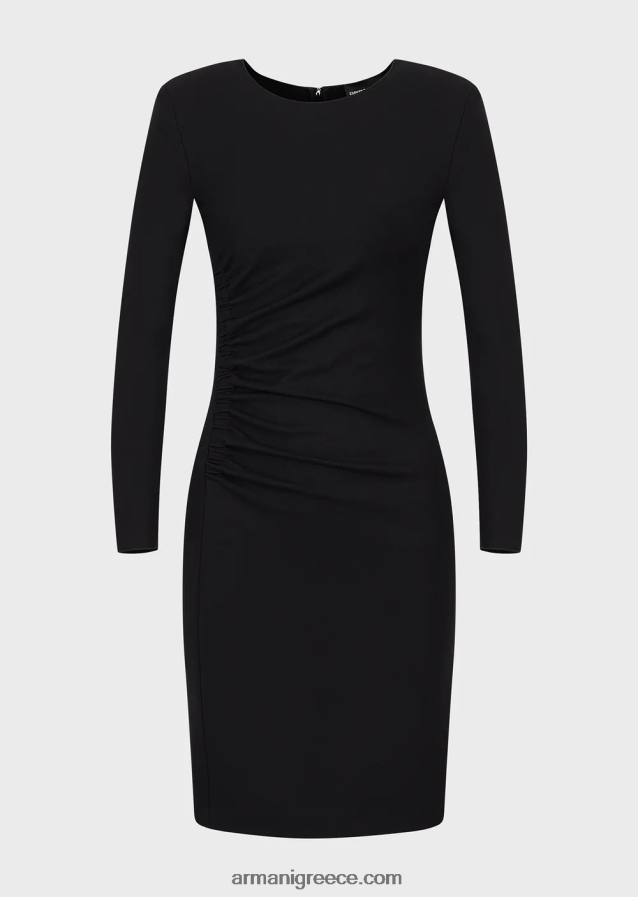 γυναίκες Armani Φόρεμα με θήκη από milano-stitch με draping 4046R6105 μαύρος