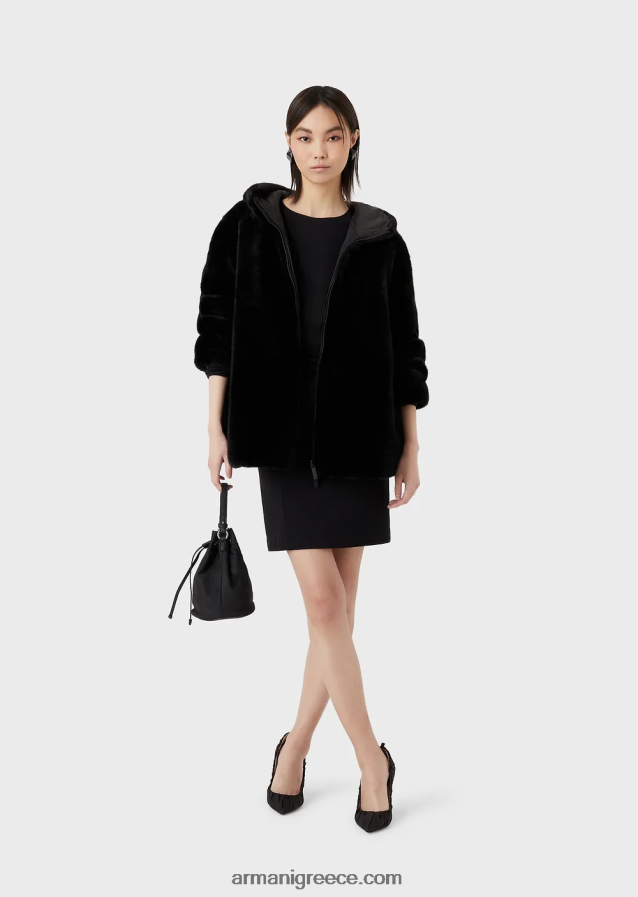 γυναίκες Armani Φόρεμα με θήκη από milano-stitch με draping 4046R6105 μαύρος