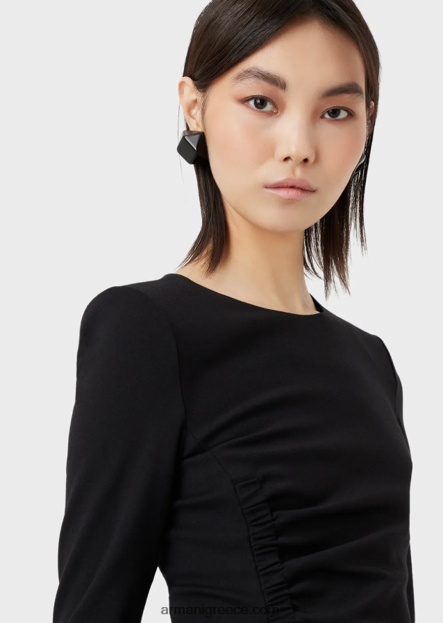 γυναίκες Armani Φόρεμα με θήκη από milano-stitch με draping 4046R6105 μαύρος