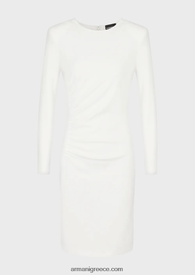 γυναίκες Armani Φόρεμα με θήκη από milano-stitch με draping 4046R6106 άσπρο
