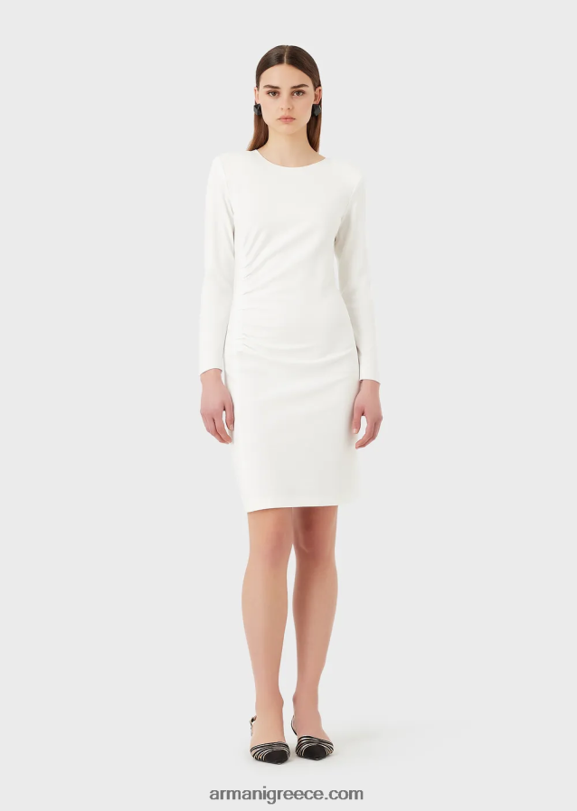 γυναίκες Armani Φόρεμα με θήκη από milano-stitch με draping 4046R6106 άσπρο