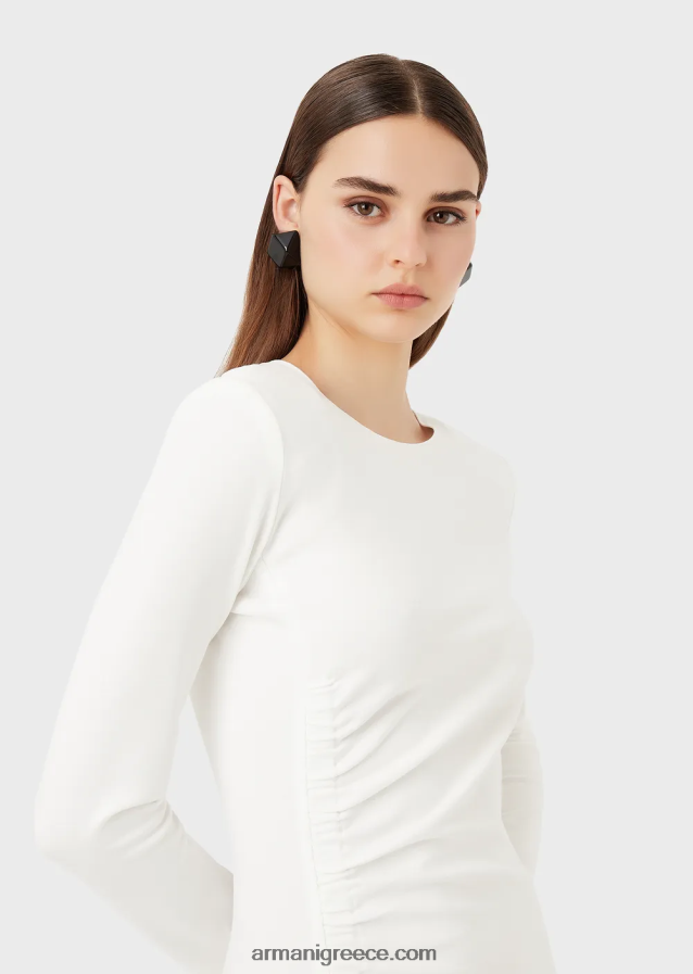 γυναίκες Armani Φόρεμα με θήκη από milano-stitch με draping 4046R6106 άσπρο