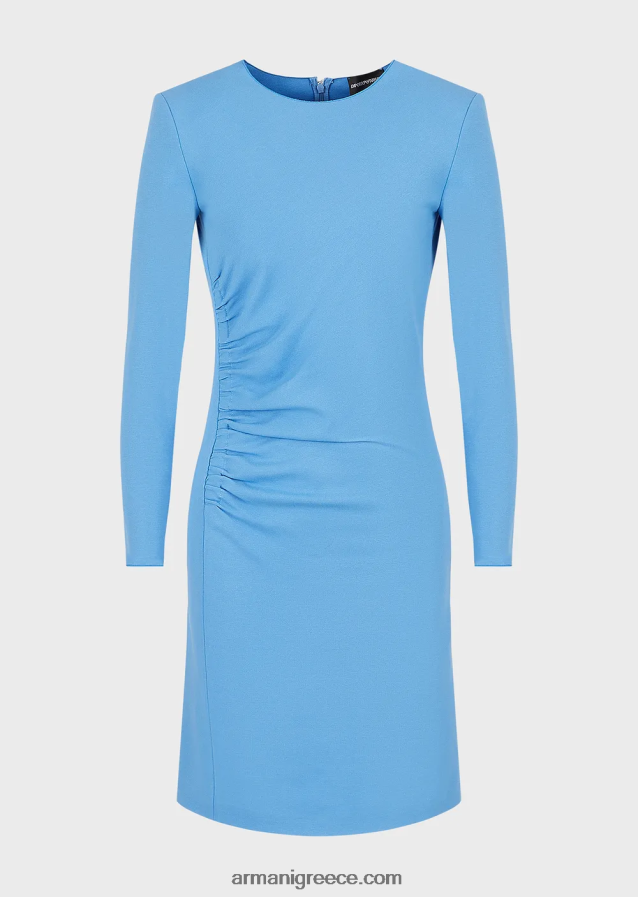 γυναίκες Armani Φόρεμα με θήκη από milano-stitch με draping 4046R6107 γαλανός