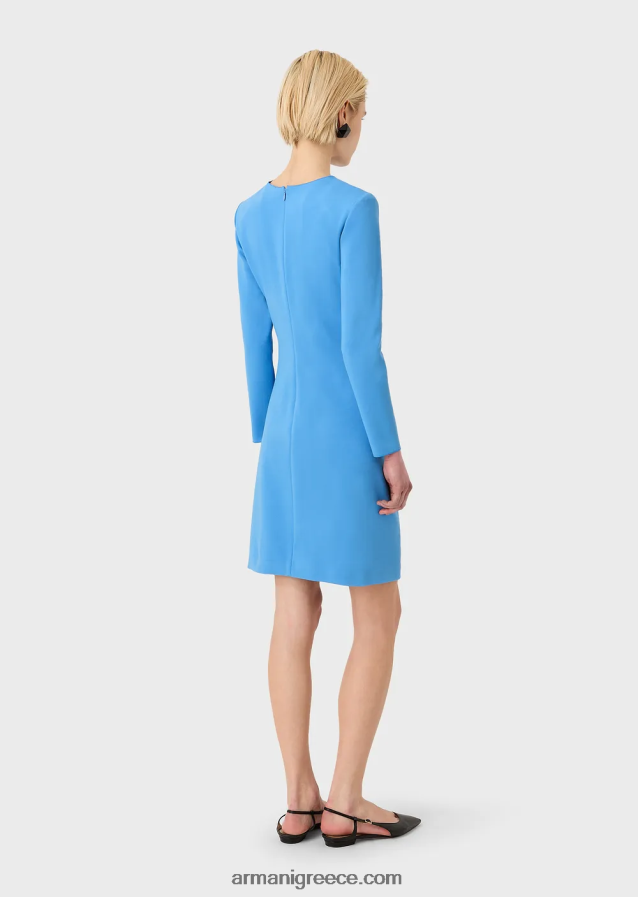 γυναίκες Armani Φόρεμα με θήκη από milano-stitch με draping 4046R6107 γαλανός