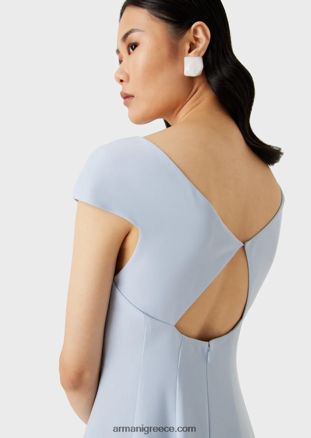 γυναίκες Armani techno-cady flared midi φόρεμα με v λαιμόκοψη 4046R679 λιλα