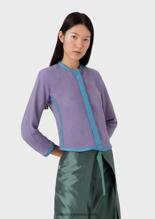 γυναίκες Armani 3d βαμβακερό τζάκετ σε εφέ βάφλας 4046R62744