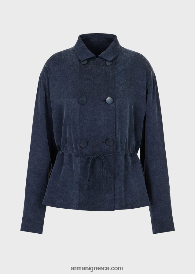 γυναίκες Armani πλυμένο μπουφάν χαλκού με κουμπιά και κορδόνι περίσφιξης 4046R62741