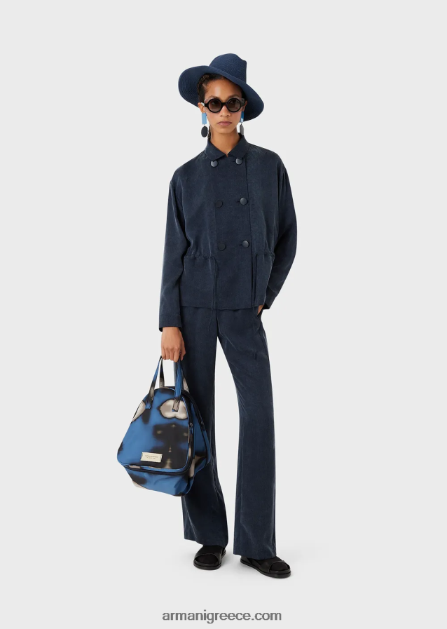 γυναίκες Armani πλυμένο μπουφάν χαλκού με κουμπιά και κορδόνι περίσφιξης 4046R62741