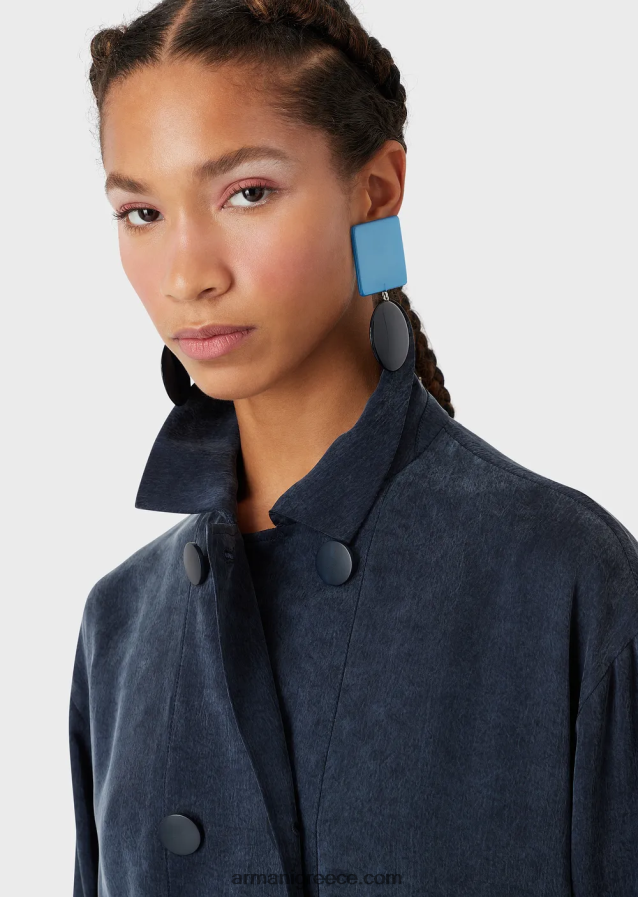 γυναίκες Armani πλυμένο μπουφάν χαλκού με κουμπιά και κορδόνι περίσφιξης 4046R62741