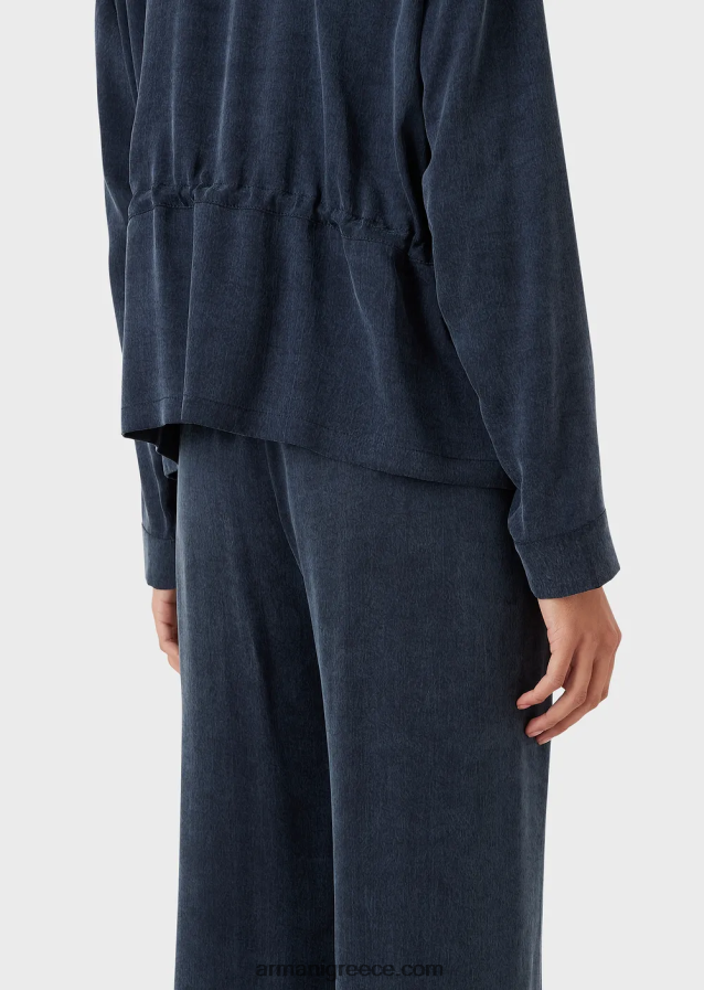 γυναίκες Armani πλυμένο μπουφάν χαλκού με κουμπιά και κορδόνι περίσφιξης 4046R62741