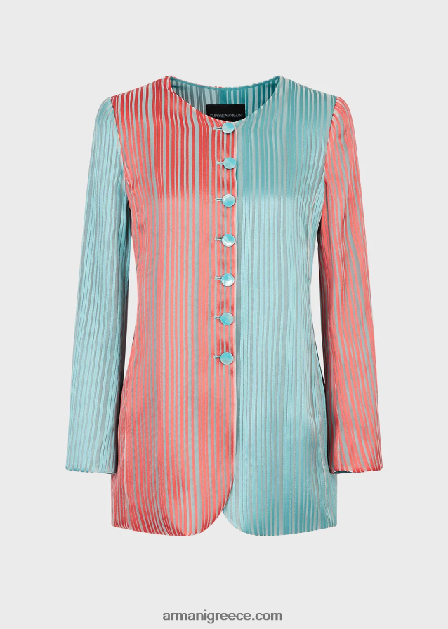 γυναίκες Armani μακρύ σακάκι με τουλίπα σε οργάντζα με πολλές ρίγες 4046R62743